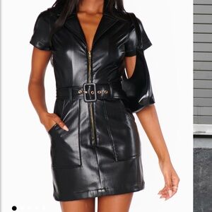 Show Me Your Mumu Outlaw Dress Black Faux Leather size Large